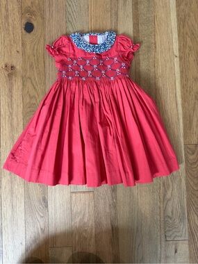 ❤️ Antoinette Paris Red Smocked Puff Sleeve Dress Girls 2T EUC
